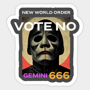 666 Gemini Vote No New World Order Sticker